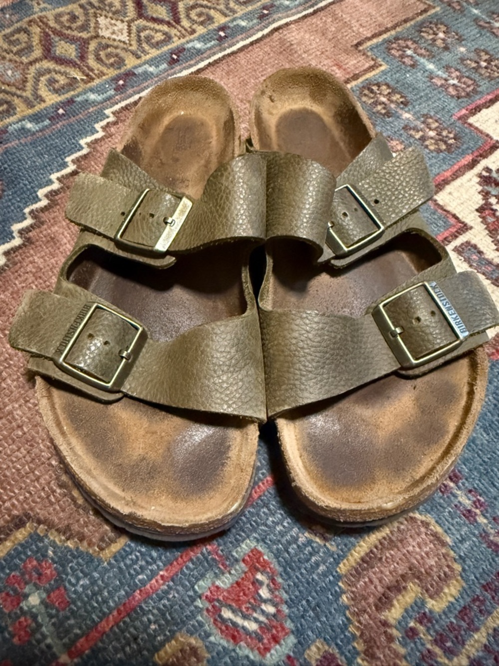 Birkenstock Double Strap Buckle Sandals in Olive size 42
